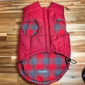 DJANGO Reversible Dog Vest M: Red Plaid/Solid. Warm Winter Coat
